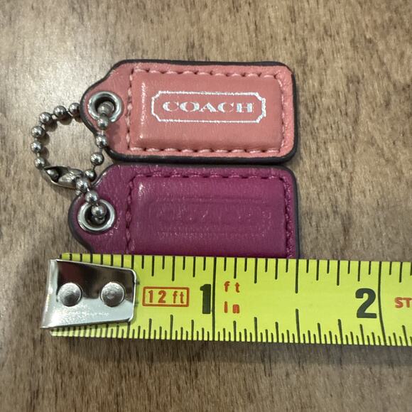 2 COACH Replacement Leather Hang Tags Charm Key Pink Small - Picture 2 of 4